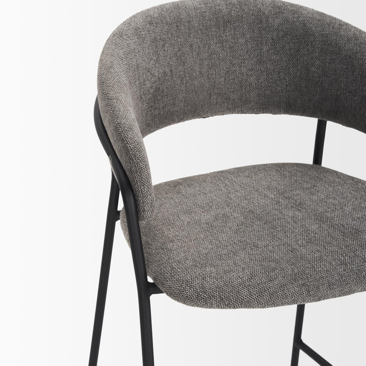 Mercana Carolyn Counter Stool w/ Gray Fabric & Matte Black Metal