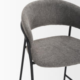 Mercana Carolyn Counter Stool w/ Gray Fabric & Matte Black Metal
