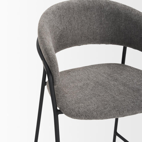 Mercana Carolyn Counter Stool w/ Gray Fabric & Matte Black Metal