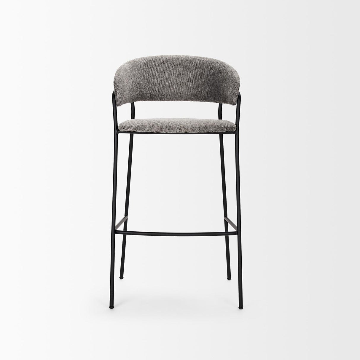 Mercana Carolyn Bar Stool w/ Gray Fabric & Matte Black Metal