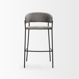 Mercana Carolyn Bar Stool w/ Gray Fabric & Matte Black Metal