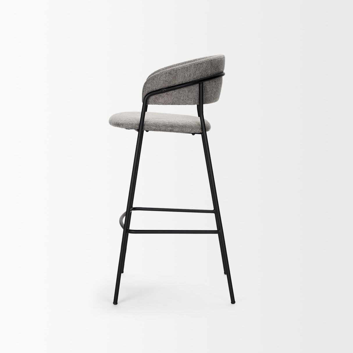 Mercana Carolyn Bar Stool w/ Gray Fabric & Matte Black Metal