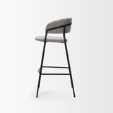 Mercana Carolyn Bar Stool w/ Gray Fabric & Matte Black Metal