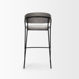 Mercana Carolyn Bar Stool w/ Gray Fabric & Matte Black Metal