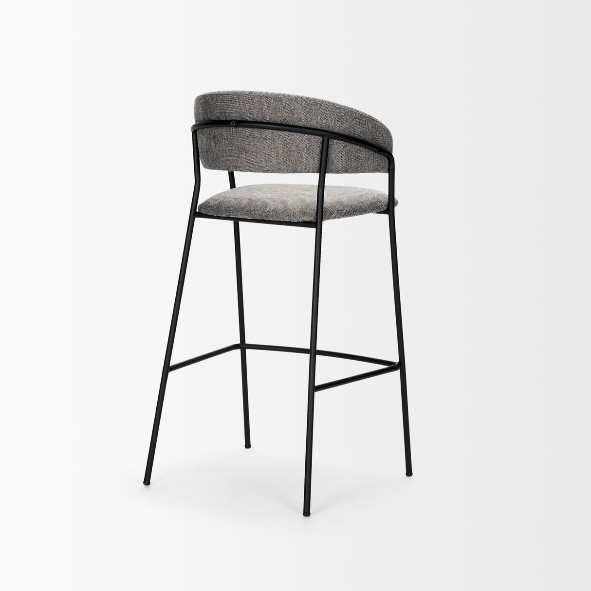 Mercana Carolyn Bar Stool w/ Gray Fabric & Matte Black Metal