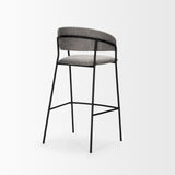 Mercana Carolyn Bar Stool w/ Gray Fabric & Matte Black Metal