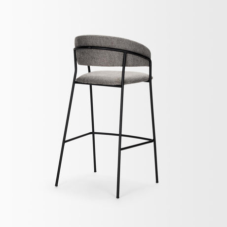 Mercana Carolyn Bar Stool w/ Gray Fabric & Matte Black Metal