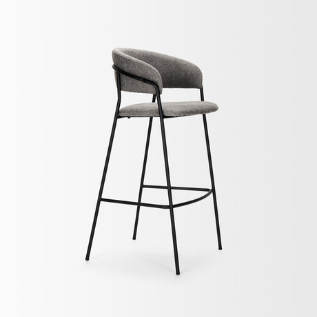 Mercana Carolyn Bar Stool w/ Gray Fabric & Matte Black Metal