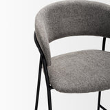 Mercana Carolyn Bar Stool w/ Gray Fabric & Matte Black Metal
