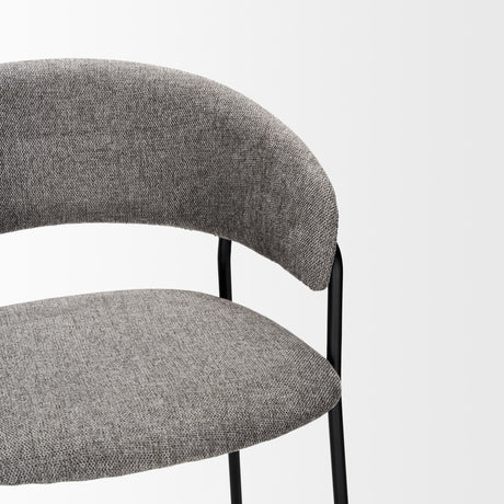 Mercana Carolyn Bar Stool w/ Gray Fabric & Matte Black Metal