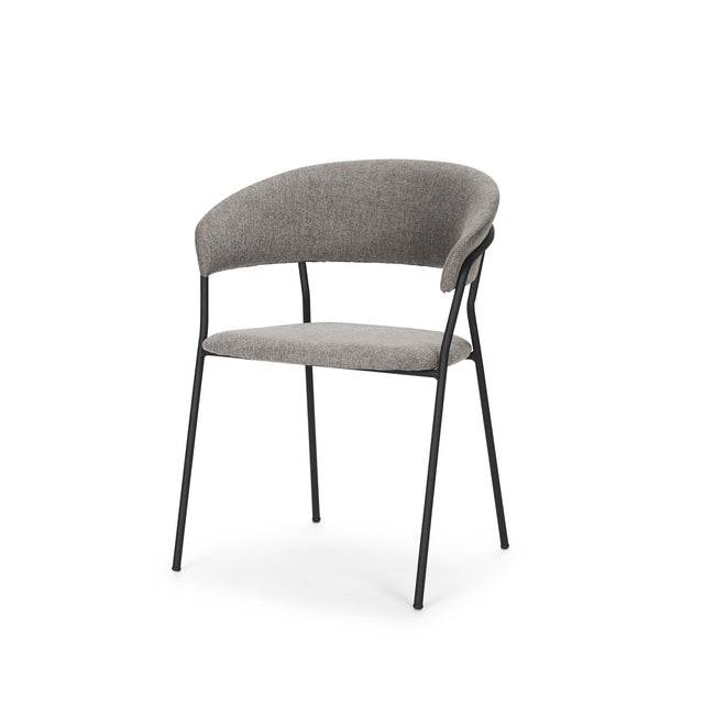 Mercana Carolyn Dining Chair w/ Gray Fabric & Matte Black Metal