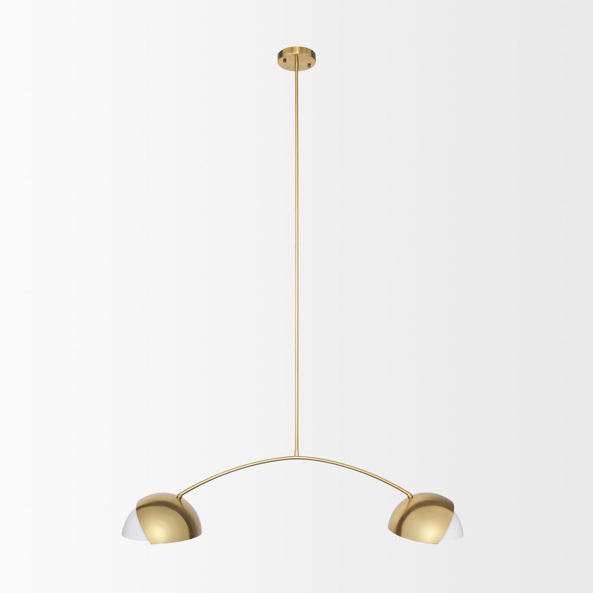 Mercana Cybill Brushed Brass w/ White Metal Shades 2-Light Chandelier