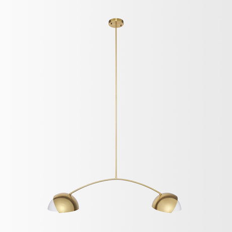 Mercana Cybill Brushed Brass w/ White Metal Shades 2-Light Chandelier