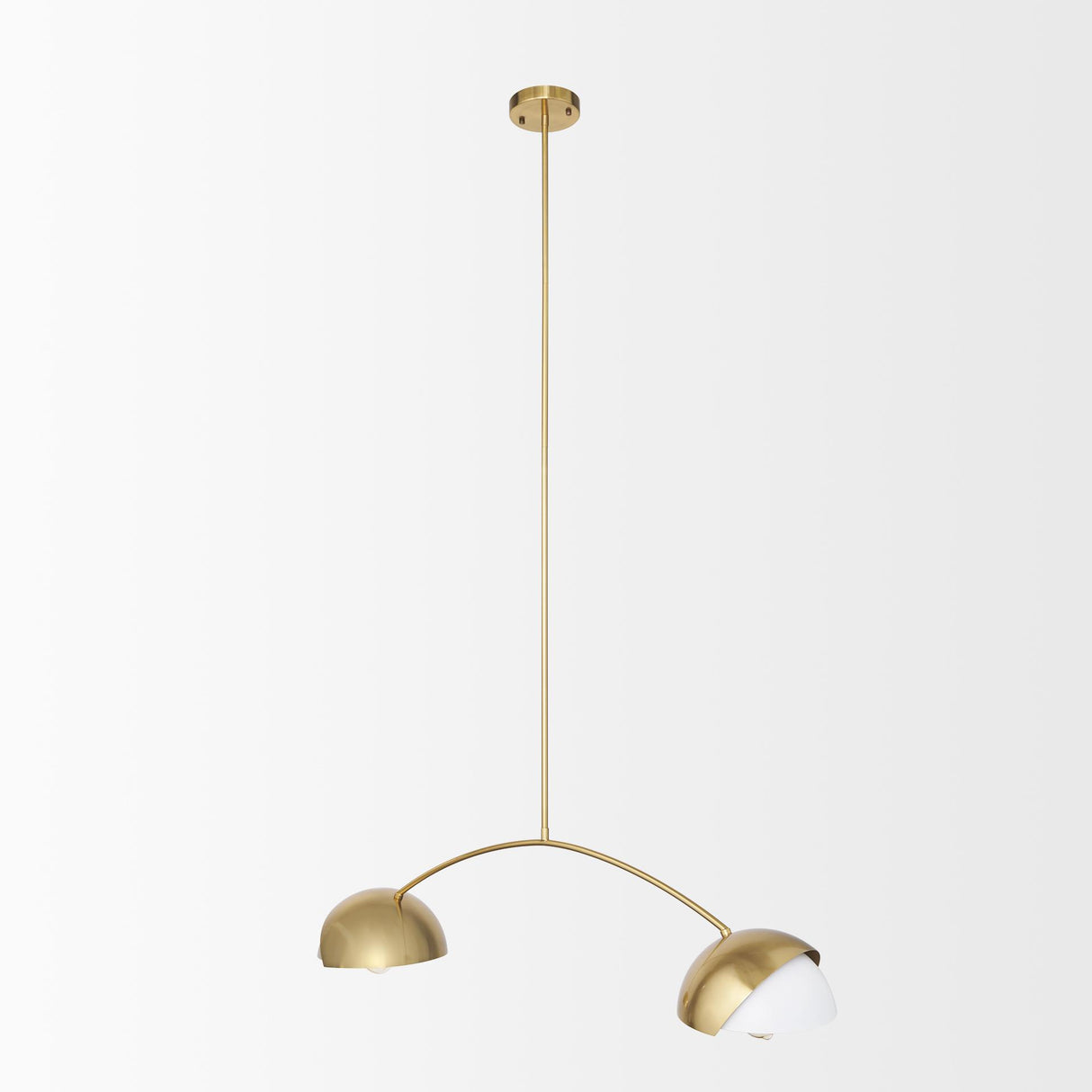 Mercana Cybill Brushed Brass w/ White Metal Shades 2-Light Chandelier