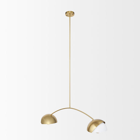 Mercana Cybill Brushed Brass w/ White Metal Shades 2-Light Chandelier