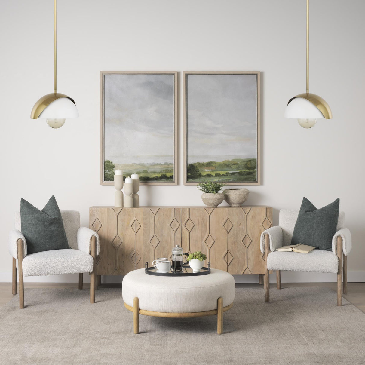 Mercana Cybill Brushed Brass w/ White Metal Shade 1-Light Wall Pendant
