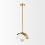 Mercana Cybill Brushed Brass w/ White Metal Shade 1-Light Wall Pendant