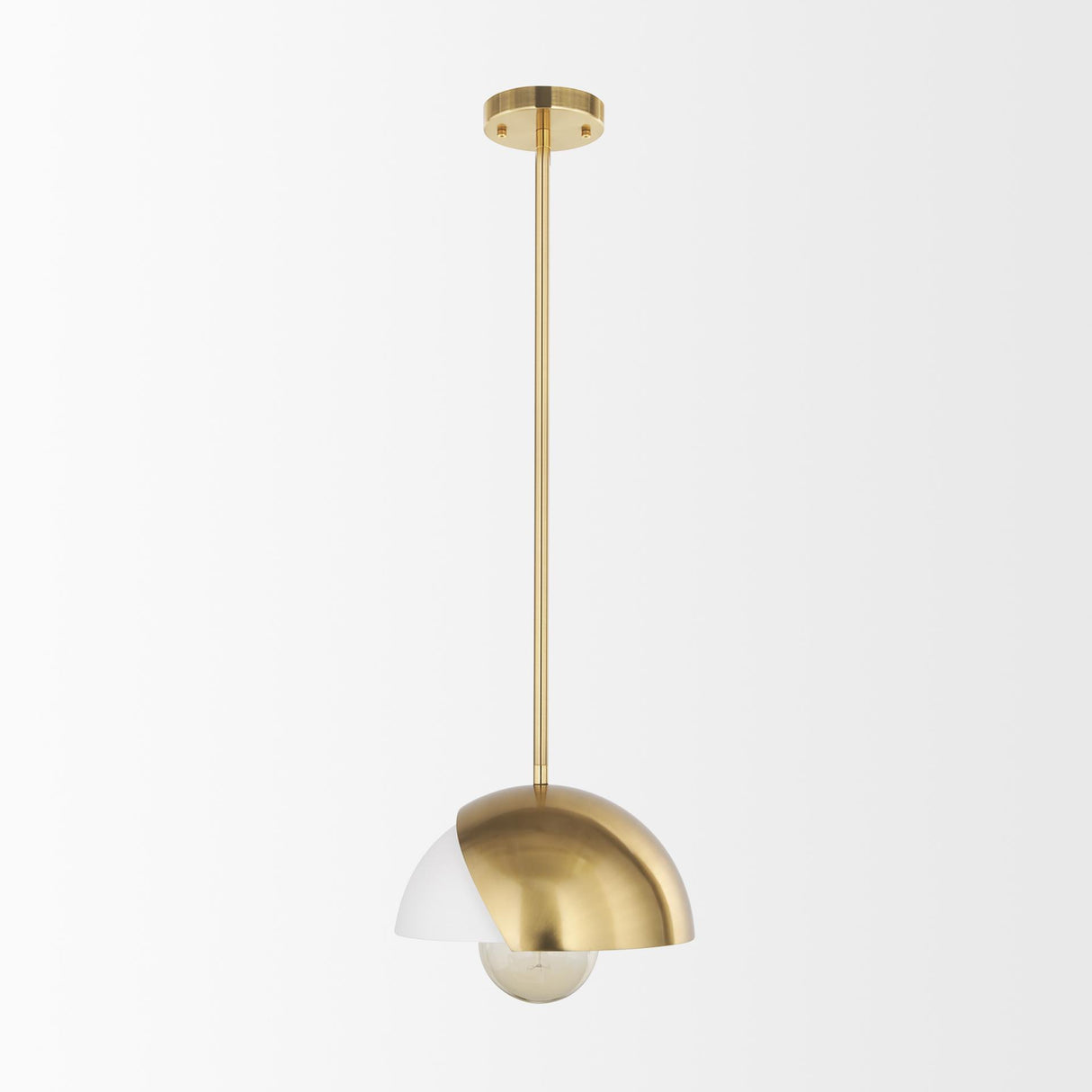 Mercana Cybill Brushed Brass w/ White Metal Shade 1-Light Wall Pendant