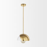 Mercana Cybill Brushed Brass w/ White Metal Shade 1-Light Wall Pendant