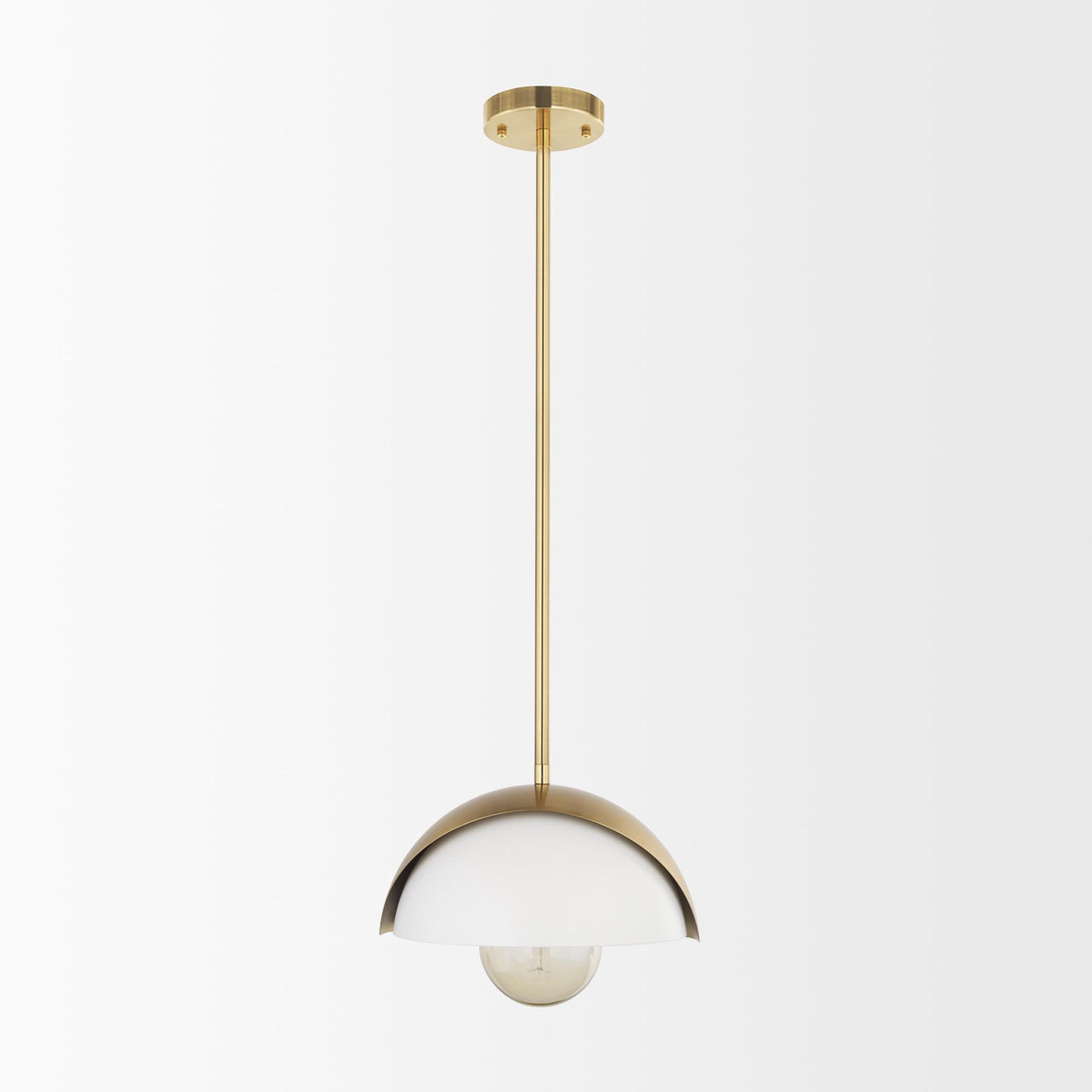 Mercana Cybill Brushed Brass w/ White Metal Shade 1-Light Wall Pendant