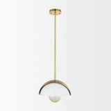 Mercana Cybill Brushed Brass w/ White Metal Shade 1-Light Wall Pendant