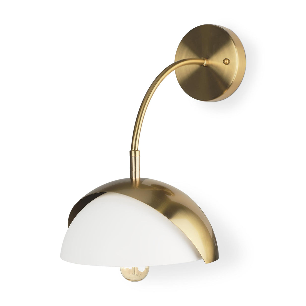 Mercana Cybill Brushed Brass w/ White Metal Shade 1-Light Wall Sconce