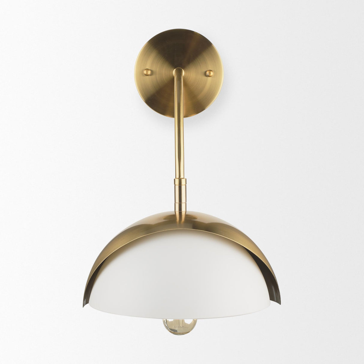 Mercana Cybill Brushed Brass w/ White Metal Shade 1-Light Wall Sconce