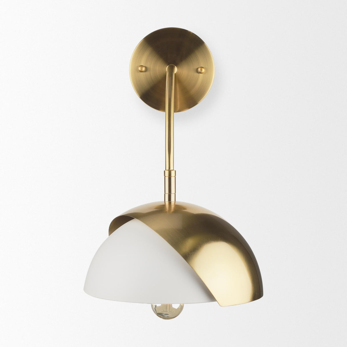 Mercana Cybill Brushed Brass w/ White Metal Shade 1-Light Wall Sconce