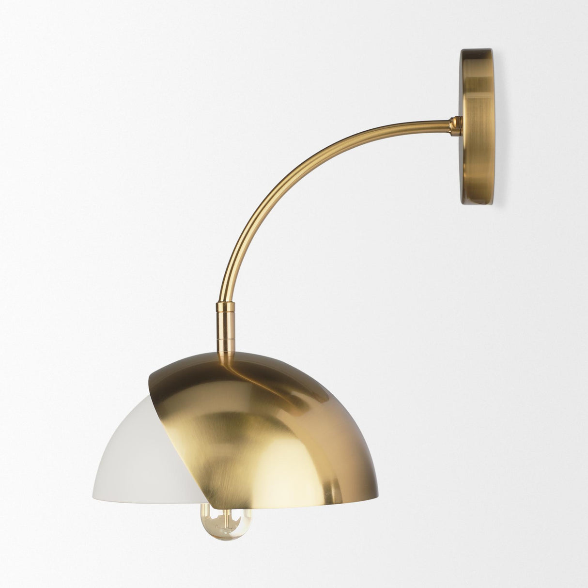 Mercana Cybill Brushed Brass w/ White Metal Shade 1-Light Wall Sconce