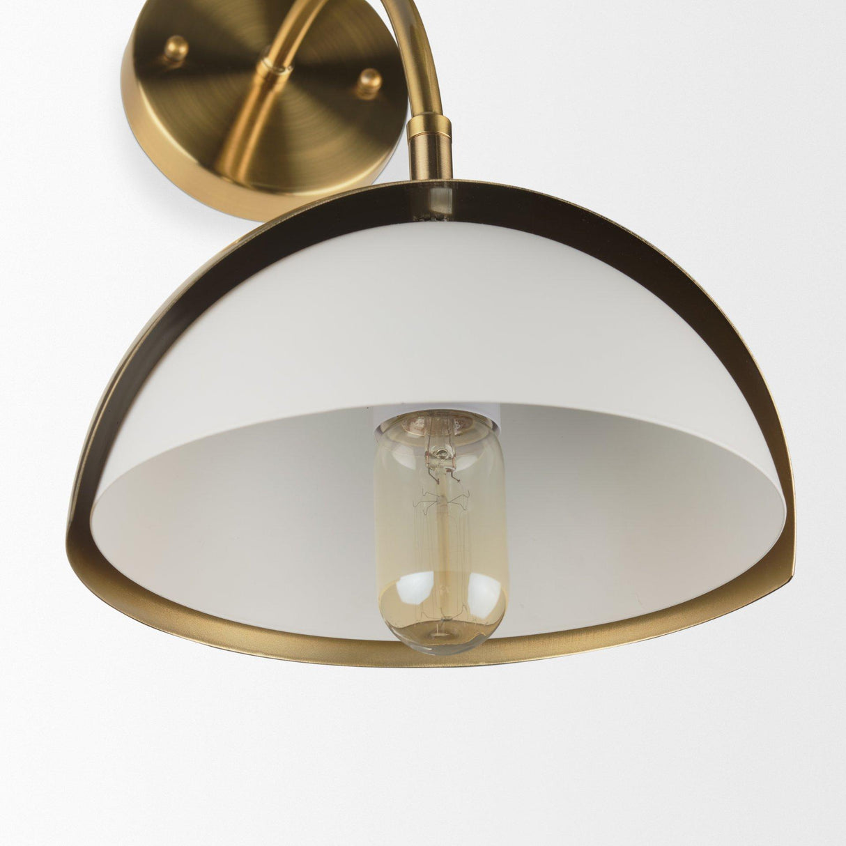 Mercana Cybill Brushed Brass w/ White Metal Shade 1-Light Wall Sconce