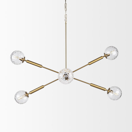 Mercana Britton Gold Metal w/ Clear Glass Globes 6-Light Chandelier