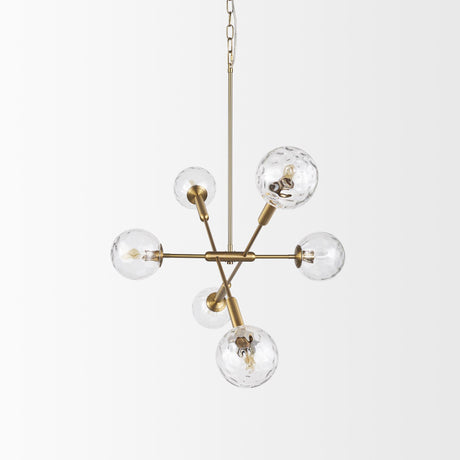 Mercana Britton Gold Metal w/ Clear Glass Globes 6-Light Chandelier