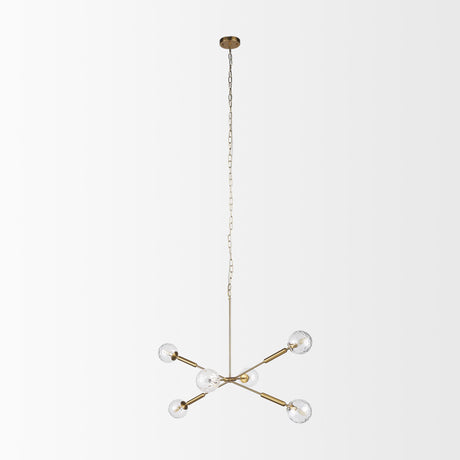 Mercana Britton Gold Metal w/ Clear Glass Globes 6-Light Chandelier