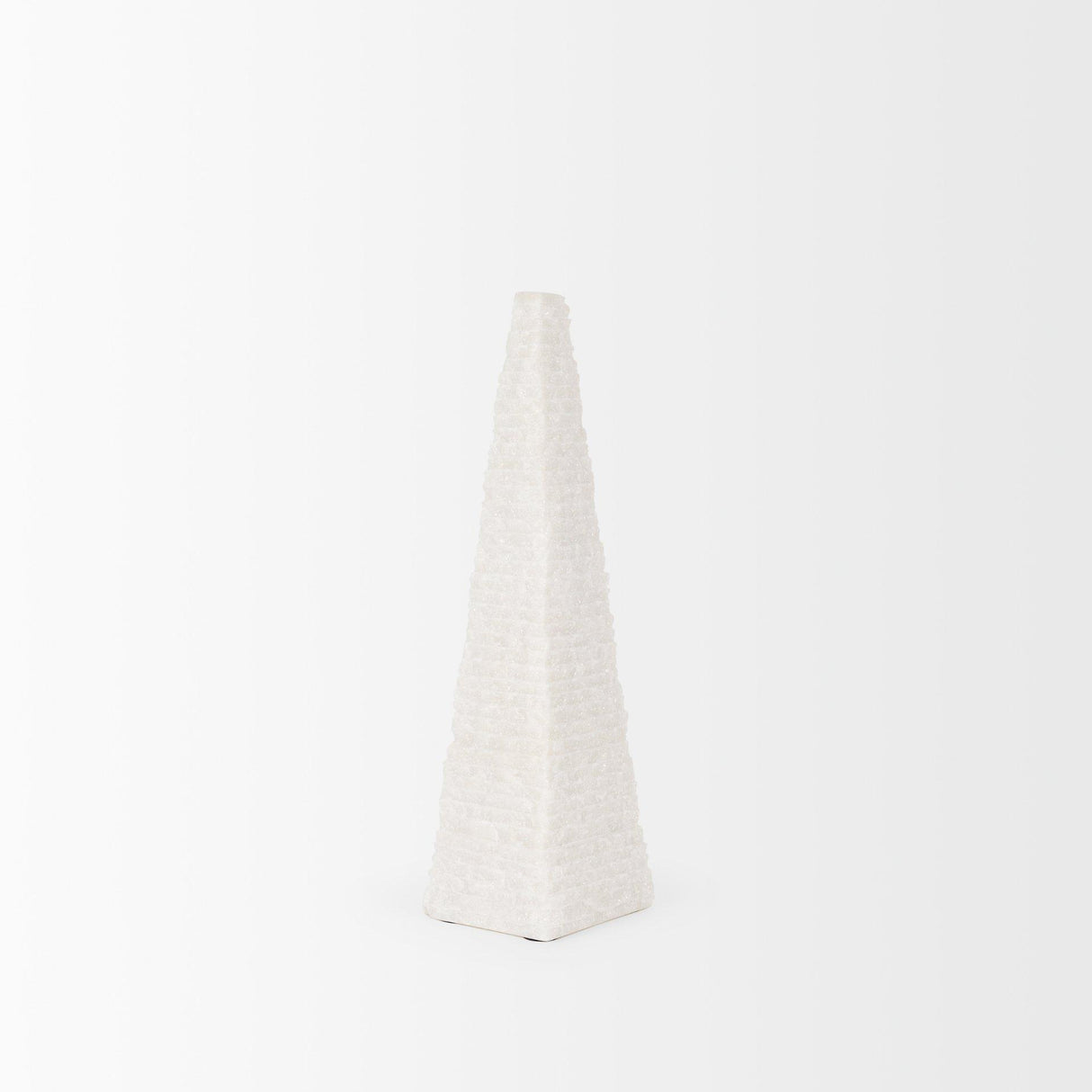 Mercana Pyramis White Rough Marble Obelisk 13"