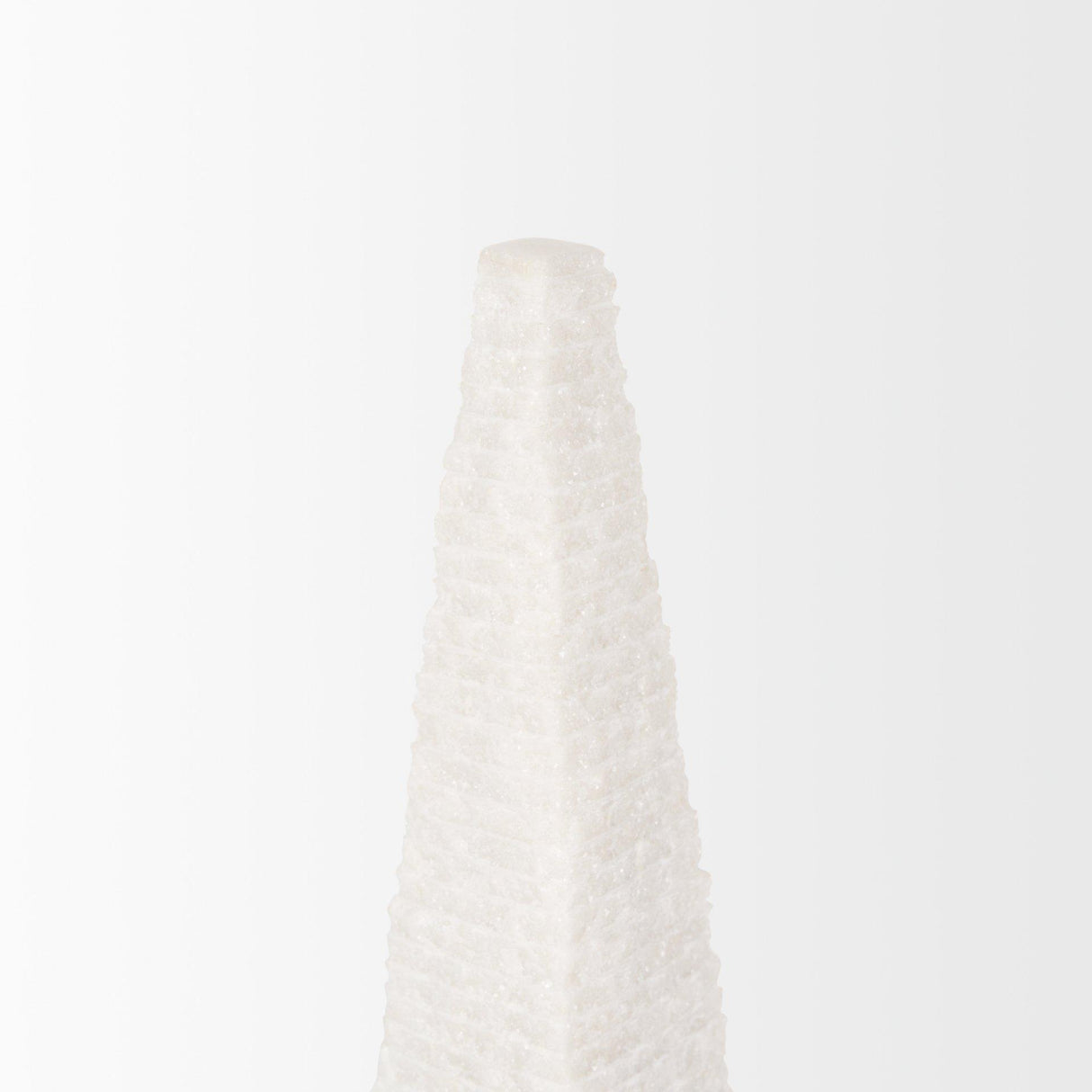 Mercana Pyramis White Rough Marble Obelisk 13"