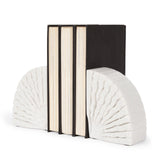 Mercana Stept White Marble Bookends w/rough carving (set of 2)