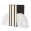 Mercana Stept White Marble Bookends w/rough carving (set of 2)