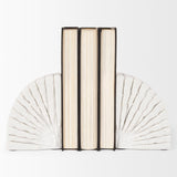Mercana Stept White Marble Bookends w/rough carving (set of 2)