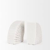 Mercana Stept White Marble Bookends w/rough carving (set of 2)