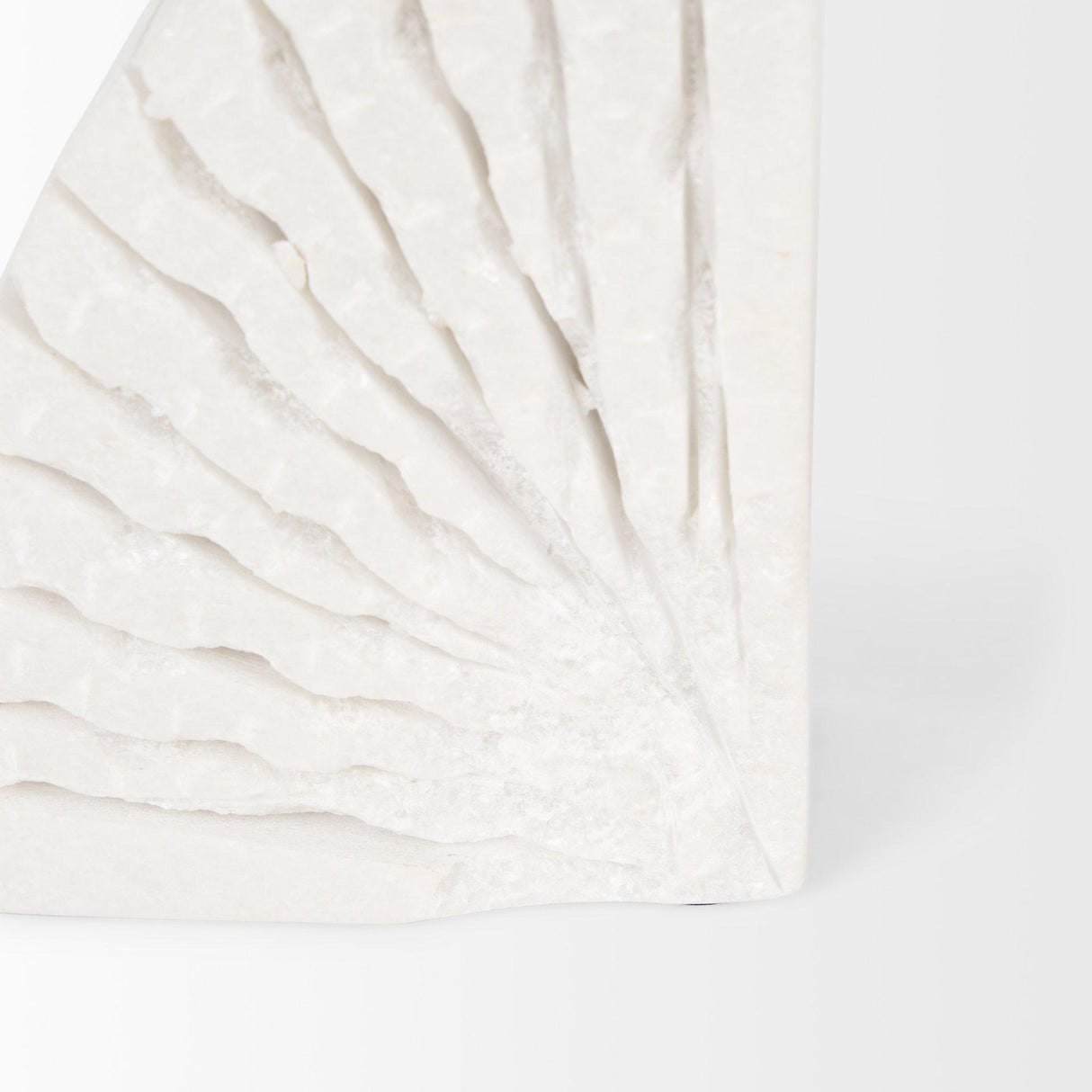 Mercana Stept White Marble Bookends w/rough carving (set of 2)