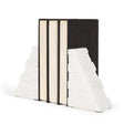 Mercana Cavetto White Marble Bookends w/rough carving S/2