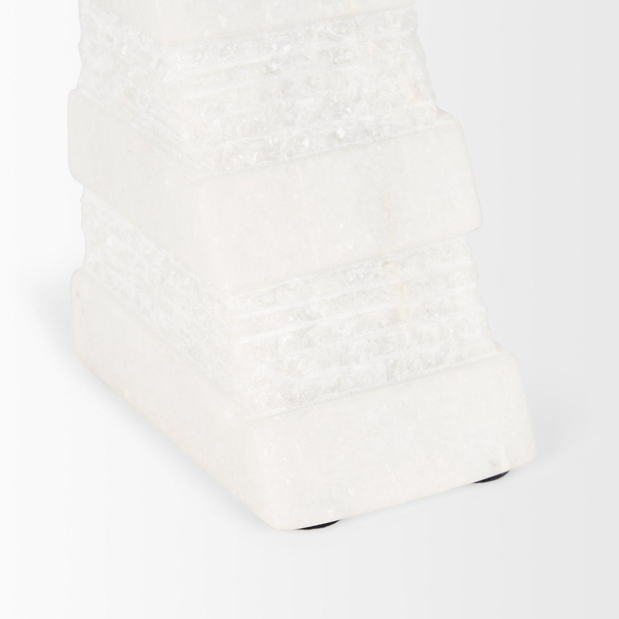 Mercana Cavetto White Marble Bookends w/rough carving S/2
