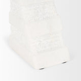 Mercana Cavetto White Marble Bookends w/rough carving S/2
