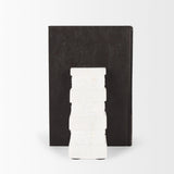 Mercana Cavetto White Marble Bookends w/rough carving S/2