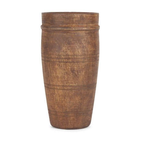Mercana Porta Large Medium Brown Reclaimed Wooden Pot