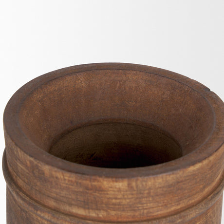 Mercana Porta Large Medium Brown Reclaimed Wooden Pot