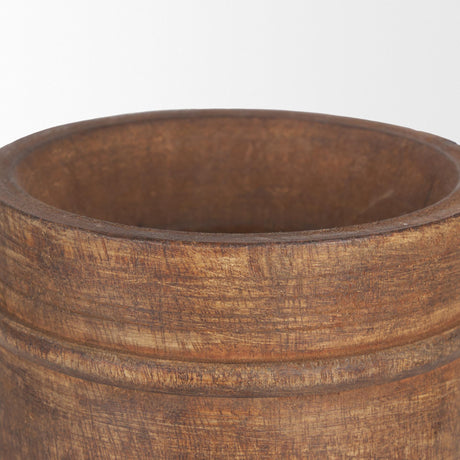 Mercana Porta Large Medium Brown Reclaimed Wooden Pot