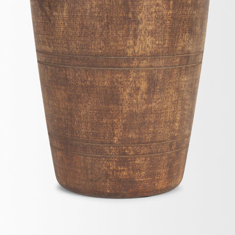 Mercana Porta Large Medium Brown Reclaimed Wooden Pot