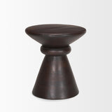 Mercana Palmera Dark Brown Wood Pedestal Accent Table