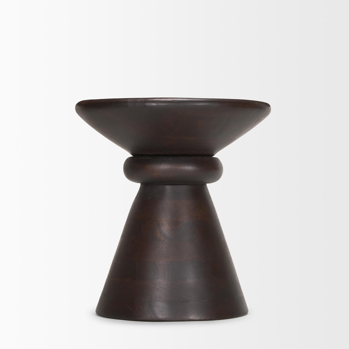 Mercana Palmera Dark Brown Wood Pedestal Accent Table